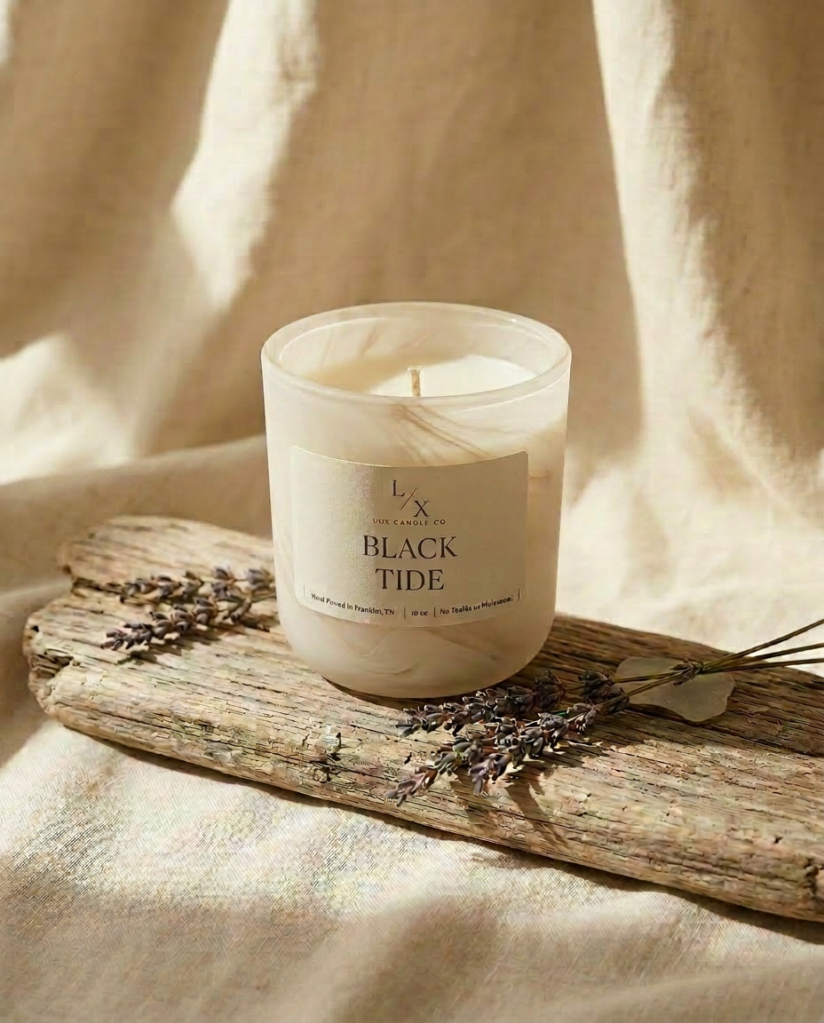 Black Tide in white swirl jar