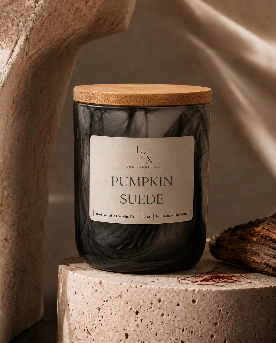 Pumpkin Suede in black swirl jar